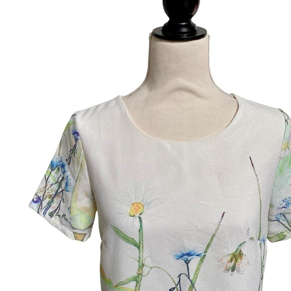 Molly Bracken White Floral Shift Dress Short Sleeve Pockets Small - Picture 3 of 15